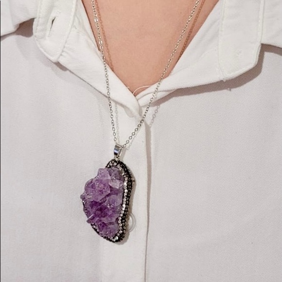 COPY - Raw Natural Amethyst pendant necklace, birthstone - Picture 10 of 10